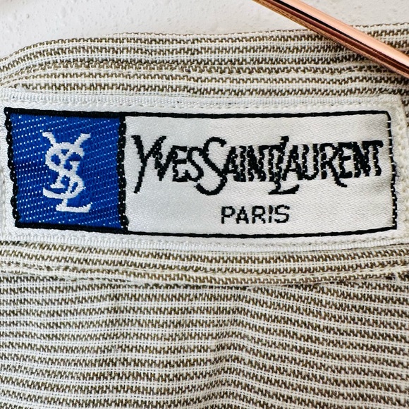 Vintage 90s Yves Saint Laurent YSL shirt oversized button down linen striped - Picture 6 of 7
